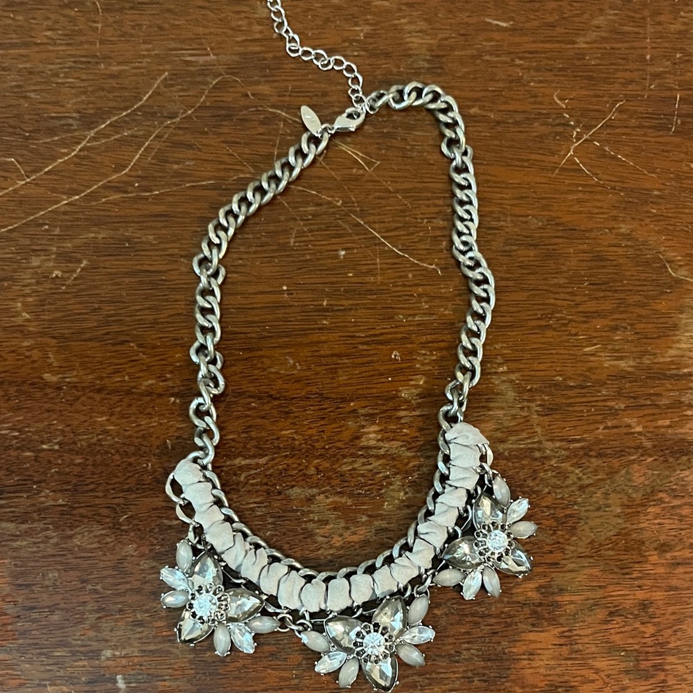 New York & Company Silver Floral Necklace